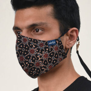 FLORAL REEF AJRAKH BLOCK PRINTED RE-USABLE MASK