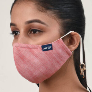 SCARLET KHADI HAND WOVEN RE-USABLE MASK