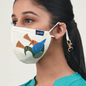 THE COLONIAL PEAFOWL GOND ART HAND PAINTED RE-USABLE MASK