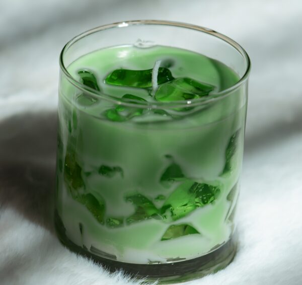 Mint Swirl – Hand-Poured Soy Wax Glass Candle with Green Marble Swirl Effect - Image 2