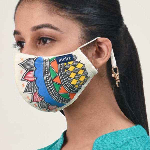 MAZE MADHUBANI HAND PAINTED RE-USABLE MASK