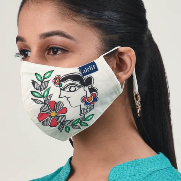 JUDY MADHUBANI HAND PAINTED RE-USABLE MASK