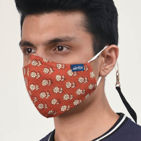 TULIPA BAGRU BLOCK PRINTED RE-USABLE MASK