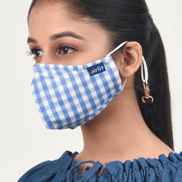 AZZURE  WOVEN CHECK RE-USABLE MASK