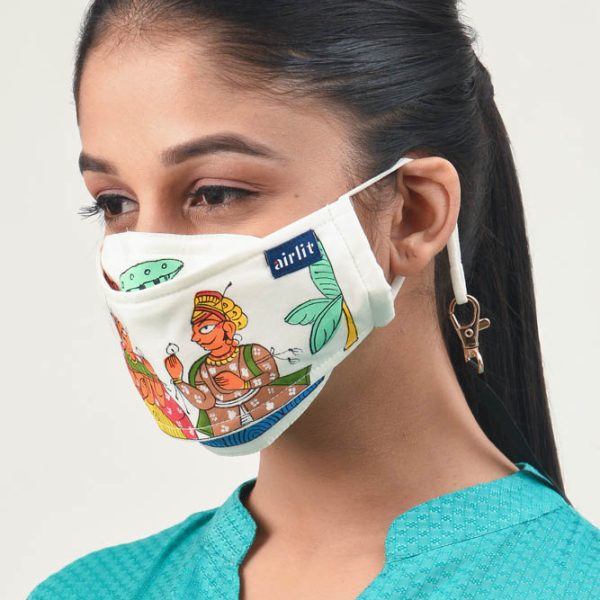 NAUKA VIHAR PHAD PAINTINGS HAND PAINTED RE-USABLE MASK